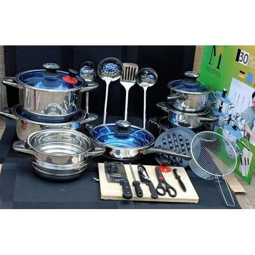 Marwa German Life 30pcs Stainless Heavyduty Longlasting Cookware Set